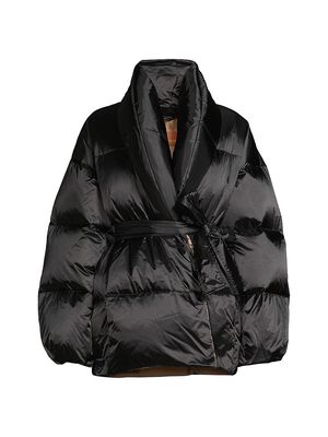 Women's Angel Sateen Wrap Puffer Jacket - Black - Size XS - Black - Size XS