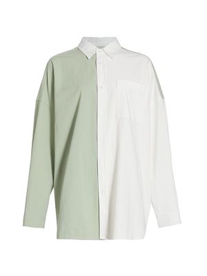 Women's Angel Two-Tone Cotton Shirt - Mint - Size XS - Mint - Size XS