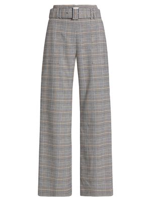 Women's Angie Belted Plaid Wide-Leg Pants - Angie Plaid - Size 2