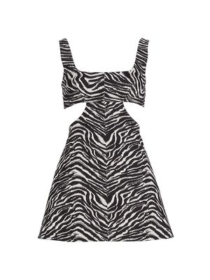 Women's Anna Cut Out Tie-Back Minidress - Zebra - Size Medium - Zebra - Size Medium