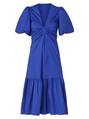 Women's Annabelle Poplin Midi-Dress - Cobalt Blue - Size 6