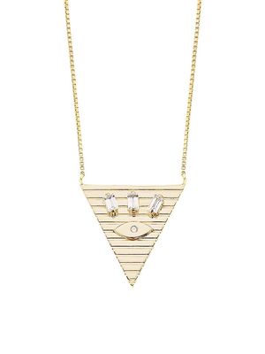 Women's Annika 14K-Gold-Plated, White Sapphire, & 0.015 TCW Diamond Triangle Pendant Necklace - Gold - Gold