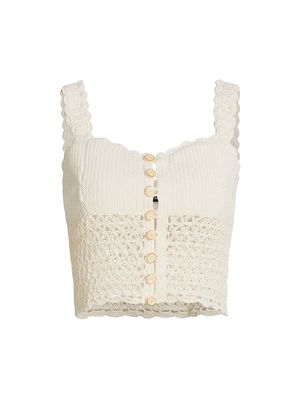 Women's Annisa Cotton Knit Crop Top - Off White - Size XS - Off White - Size XS