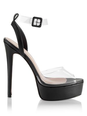 Women's Antigone PVC Platform Ankle-Strap Sandals - Black - Size 6 - Black - Size 6