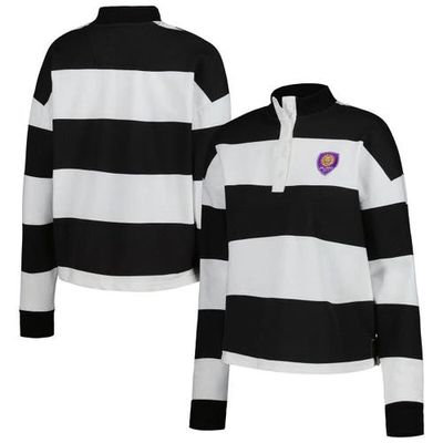 Women's Antigua White Orlando City SC Radical Rugby Stripe Long Sleeve T-Shirt