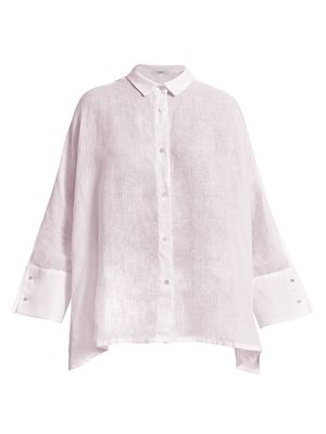 Women's Anya Oversized Linen Shirt - Blush - Size Medium - Blush - Size Medium