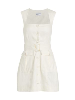 Women's Apron Cargo Minidress - Cream Linen - Size Large