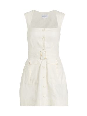 Women's Apron Cargo Minidress - Cream Linen - Size Medium
