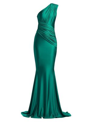 Women's Aquarius One-Shoulder Mermaid Gown - Teal - Size 14