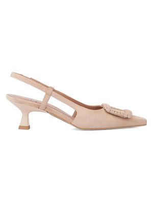 Women's Arabella 50MM Suede Slingback Pumps - Almond - Size 10