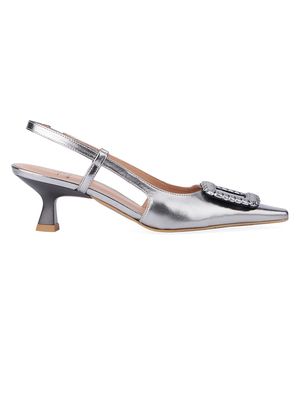 Women's Arabella Metallic Leather Slingback Pumps - Anthracite - Size 5