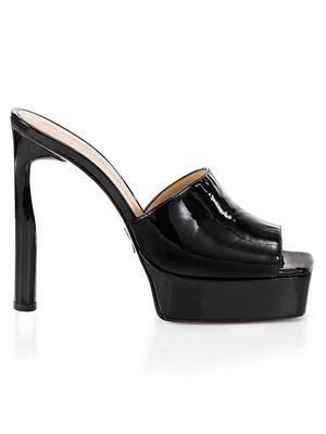 Women's Arc Leather Platform Mules - Black - Size 11 - Black - Size 11