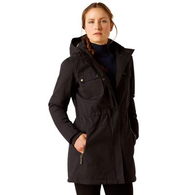 Women's Argentium Parka Jacket in Black Cotton, Size: XS by Ariat