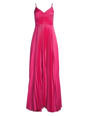 Women's Aria Pleated Gown - Pink - Size Medium - Pink - Size Medium