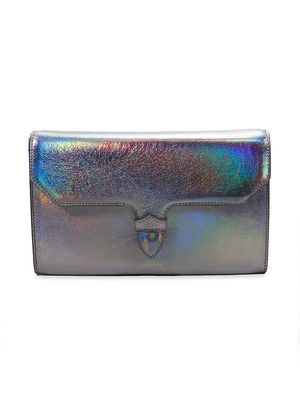 Women's Arianna Iridescent Leather Envelope Clutch - Silver - Silver