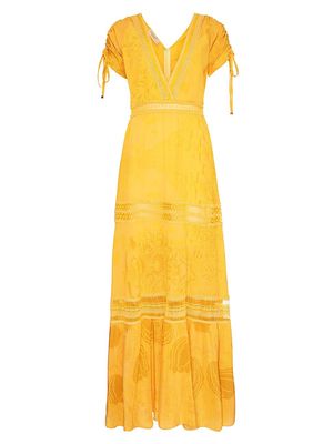 Women's Ariel Silk Dress - Azulejo Amarelo - Size Small - Azulejo Amarelo - Size Small