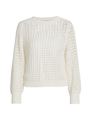 Women's Arielle Cotton Open Knit Sweater - White - Size XS - White - Size XS