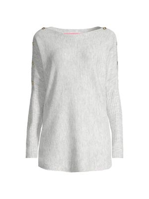 Women's Arna Buttoned Longline Sweater - Heathered Seaside Grey - Size Small