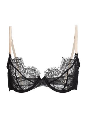 Women's Art Deco Lace Demi Bra - Black - Size 32B