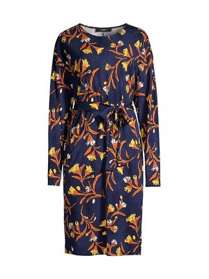 Women's Arten Belted Floral Midi-Dress - Navy - Size Small - Navy - Size Small