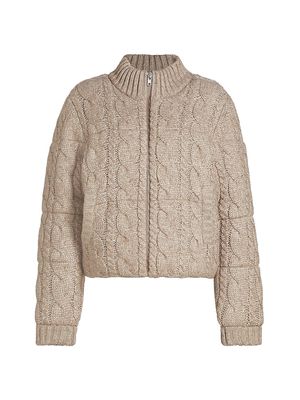 Women's Aspen Cable-Knit Sweater Jacket - Mushroom - Size Small