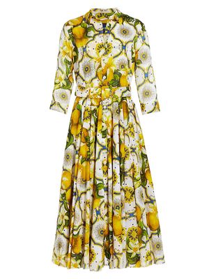 Women's Aster Belted Floral Midi-Dress - Sicilian Lemon All Over Yellow - Size 2 - Sicilian Lemon All Over Yellow - Size 2