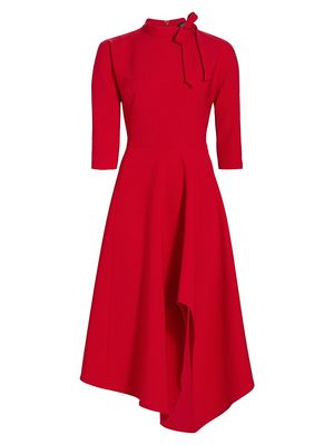Women's Asymmetric Crepe Dress - Red - Size 2