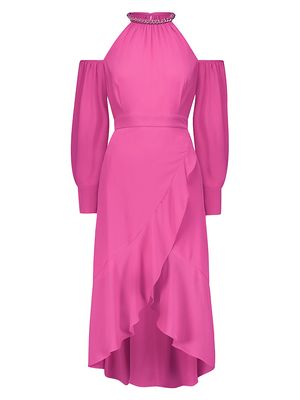 Women's Asymmetric Cut-Out Midi-Dress - Pink - Size 10 - Pink - Size 10