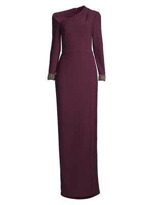 Women's Asymmetric Neckline Column Gown - Rich Shiraz - Size 14 - Rich Shiraz - Size 14