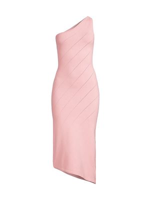 Women's Asymmetric Pointelle Midi-Dress - Pink Pearl - Size XS - Pink Pearl - Size XS