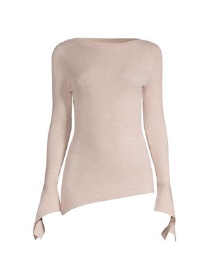 Women's Asymmetric Ribbed-Knit Sweater - Oatmeal - Size XS - Oatmeal - Size XS