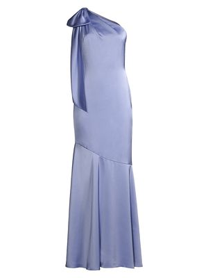 Women's Asymmetric Satin Mermaid Gown - Cool Wisteria - Size 12