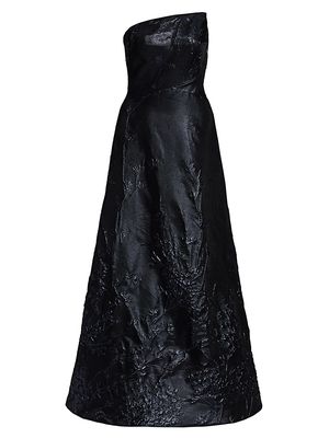 Women's Asymmetrical Strapless Gown - Navy - Size 6
