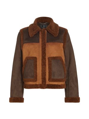 Women's Atlas Faux Shearling Jacket - Cognac Dark Brown - Size XS