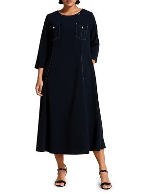 Women's Attachable Sleeve A-Line Dress - Navy - Size 16 - Navy - Size 16