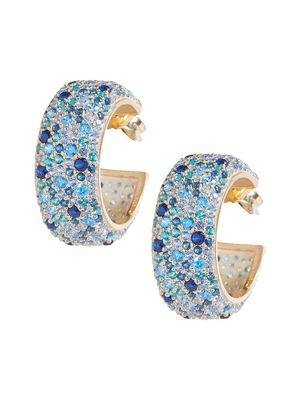 Women's Audrey 14K Gold Vermeil & Crystal Hoop Earrings - Aqua