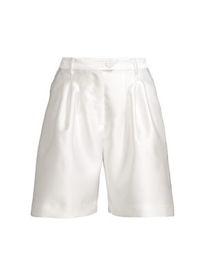 Women's Audrey Pleated Trouser Shorts - White - Size Small - White - Size Small