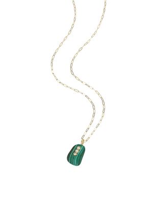 Women's Aura 14K-Gold-Plated, Malachite, & Diamond Pendant Necklace - Malachite - Malachite