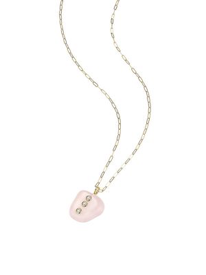 Women's Aura 14K-Gold-Plated, Rose Quartz, & Diamond Pendant Necklace - Rose Quartz - Rose Quartz