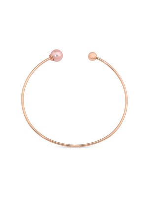 Women's Aura 18K Rose Gold-Plated & 8MM Faux Pearl Flexible Bracelet - Pearl - Pearl