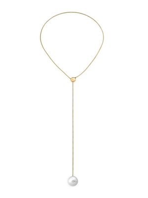 Women's Aura Endless 18K Gold-Plated Steel & 16MM Faux White Pearl Lariat Necklace - Pearl - Pearl