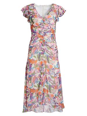 Women's Avery Flutter-Sleeve Maxi Dress - Capri Multi - Size 6 - Capri Multi - Size 6