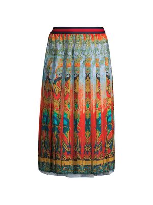 Women's Aztec Printed Pleated Midi-Skirt - Size 2 - Size 2