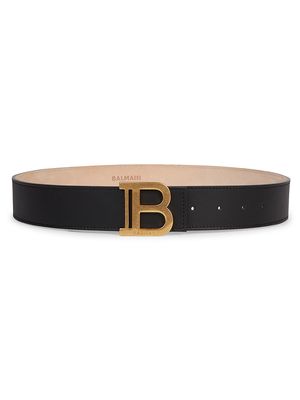 Women's B-Buckle Leather Belt - Noir - Size Large