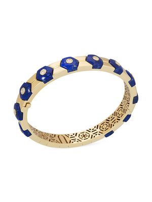 Women's Baia 18K Yellow Gold, Lapis Lazuli & 0.61 TCW Diamond Hinge Bracelet - Yellow Gold - Yellow Gold