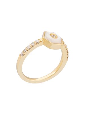 Women's Baia 18K Yellow Gold, Mother-Of-Pearl & 0.39 TCW Diamond Ring - Yellow Gold - Size 6.5 - Yellow Gold - Size 6.5