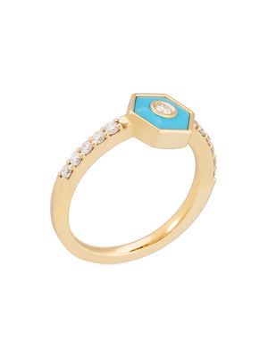 Women's Baia 18K Yellow Gold, Turquoise & 0.39 TCW Diamond Ring - Yellow Gold - Size 6.5 - Yellow Gold - Size 6.5