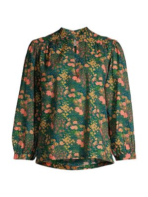 Women's Bailey Floral Blouse - Green Multi - Size XS