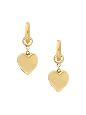 Women's Barbie Antique 24K Gold-Plated Heart Huggie Hoop Earrings - Gold - Gold