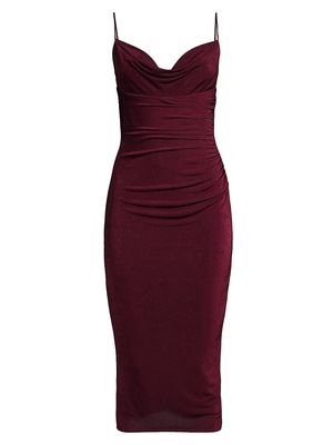 Women's Bardot Cowlneck Bodycon Dress - Sangria - Size Large